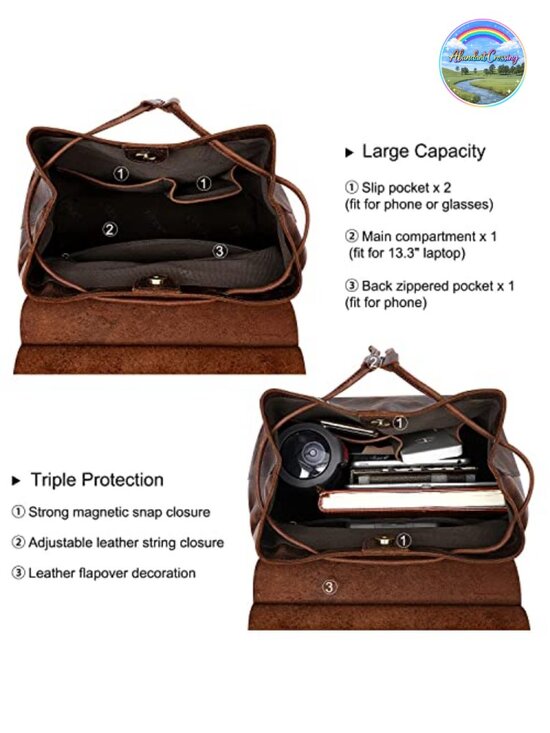 Genuine Leather Backpack Purse Travel Daypack with Luggage Sleeve main image 6